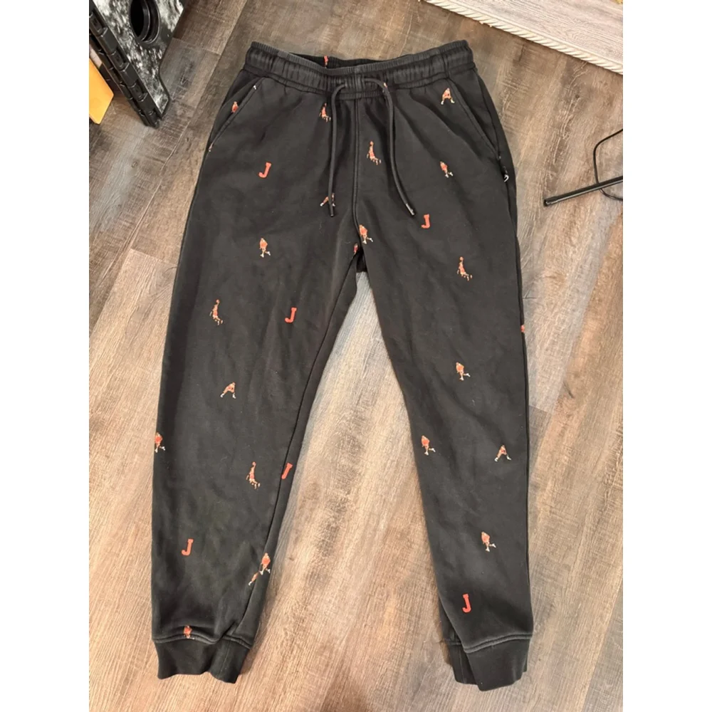 Men's Jordan Black‎ Red Logo Print Sweatpants M